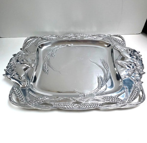 Arthur Court Equestrian Horses 18" SERVING TRAY PLATTER Wheat 2001 Aluminum VGC