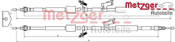 Metzger 10.5452 Seilzug FüR Feststellbremse Handbremsseil Bremsseil FüR Ford-image