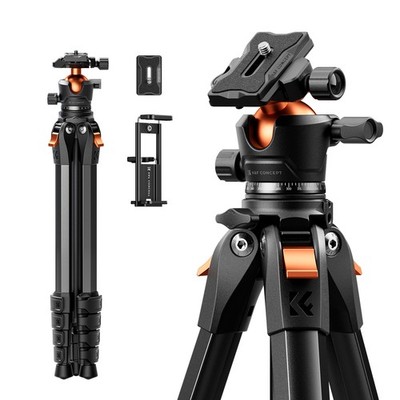 K&F CONCEPT 163cm Leicht Kamera Stativ Alu Kugelkopf Reisestativ für Smartphone