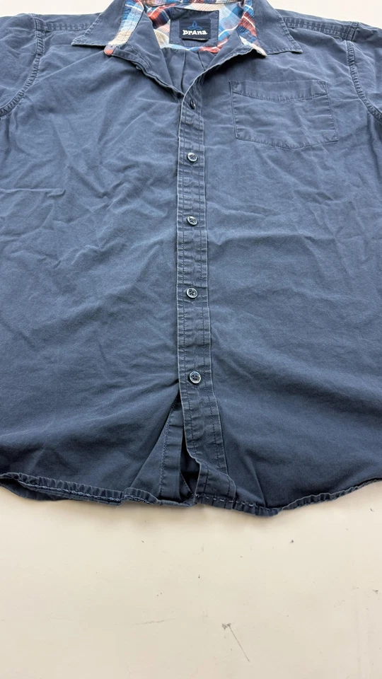 prAna Shirt Mens Large Navy Short Sleeve Button Down Casual Chest Pocket Outdoor - Image 2 of 4
