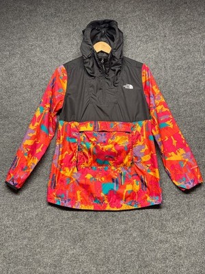 The North Face Women's Anorak XL Hooded Pullover Wind Breaker Multicolor Mr Pink