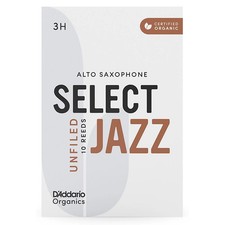 D'Addario Woodwinds Select Jazz Alto Saxophone Unfiled Organic Reed Box of 10 3H
