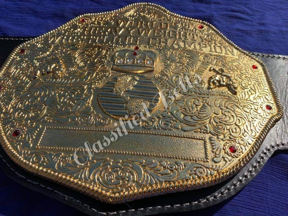 CINTURÓN RÉPLICA CAMPEONATO MUNDIAL PESADO GRANDE ORO 8MM ZINC ADULTO TALLA NUEVO Foto 3 de 4