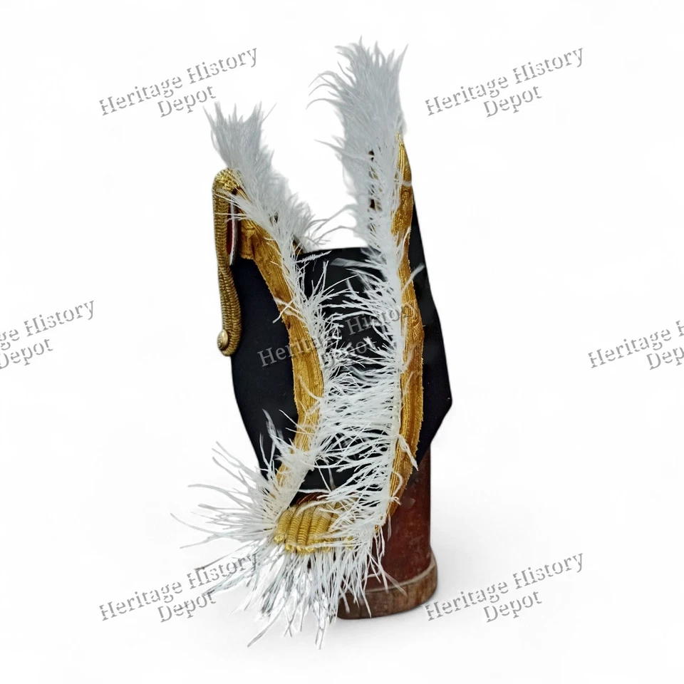 Sombrero de bicornio con plumas de oficiales militares generales/mariscales franceses napoleónicos Foto 4 de 4