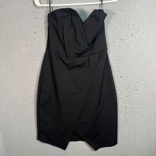 ASOS Womens Size 6 Black Strapless Sweetheart Neckline Wrap Front Dress