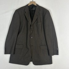 Claiborne Mens 44L Herringbone Blazer Lambswool 3 Button Missing Button