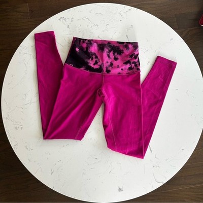Lululemon Blooming Pixie Raspberry Black Leggings High Rise Sz 6 Long Length 30 
