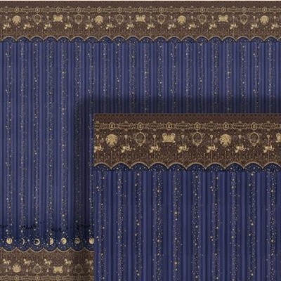 Puppenhaus Tapete Wainscot Blue Moon & Star Maßstab 1/2 Zoll Maßstab 1:24 Miniaturdruck