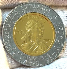 US Encased Sacagawea Dollar $1 Coin 2007-D + Accompanying Humor Book 110 pages