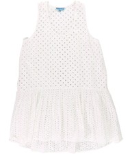Blue Island Womens Eyelets Shift Dress, White, Medium