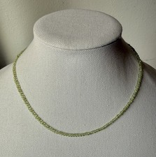 18  Sterling Silver 3mm Round Peridot Beaded Necklace