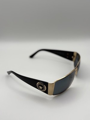 VERSACE VE2163 100287 Gold Grey Lens Men's Rectangle Sunglasses 63mm