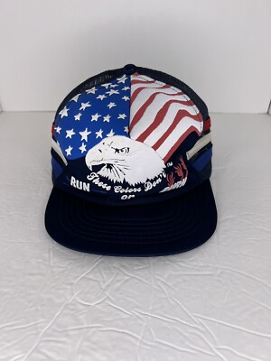 Vintage 80s 3 Stripe These Colors Don t Run Or Burn Trucker Hat Red White Blue