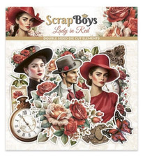 LADY IN RED Die Cut Elements - ScrapBoys Paper - 51 Scrapbook Ephemera Pieces