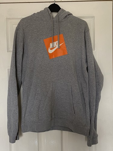 Mens Nike Hoodie Grey With Orange Box 