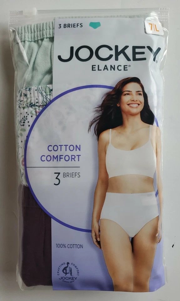 Jockey Elance Comfort Briefs 100% Cotton Mint Floral Wine 6 Pair Size 7 - Image 4 of 4