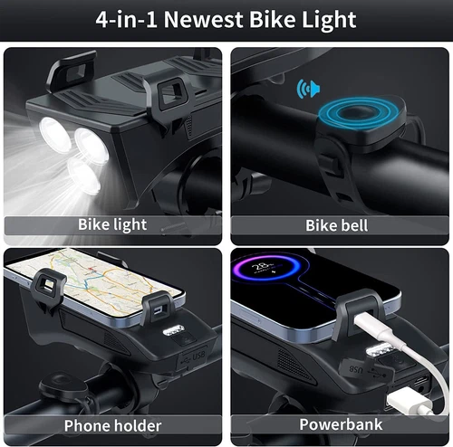 40000LM USB Rechargeable LED Cycle Bike Headlight Phone Holder With Power Bank - Bild 8 von 12