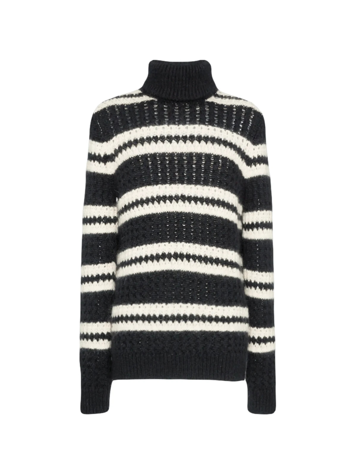 Saint Laurent maglione girocollo a righe nero bianco sporco taglia L Large