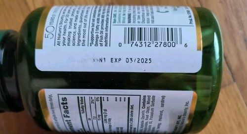 300mg Omega-3 Odor-less Fish Oil 1000mg 120 Softgels Nature's Bounty SEE DATES - Picture 4 of 6