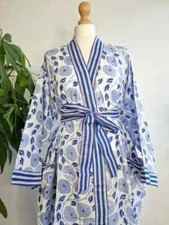 1 PC Indian block Print 100 cotton robe gown Hippie women maxi kimono dresses