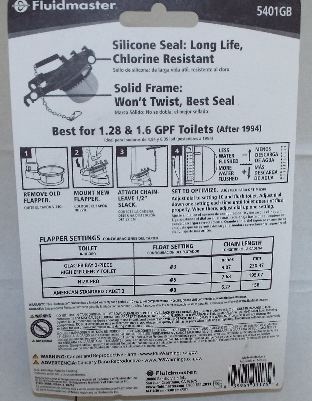 Fluidmaster 5401GB 3” Glacier Bay Adjustable Flapper Silicone Seal eBay