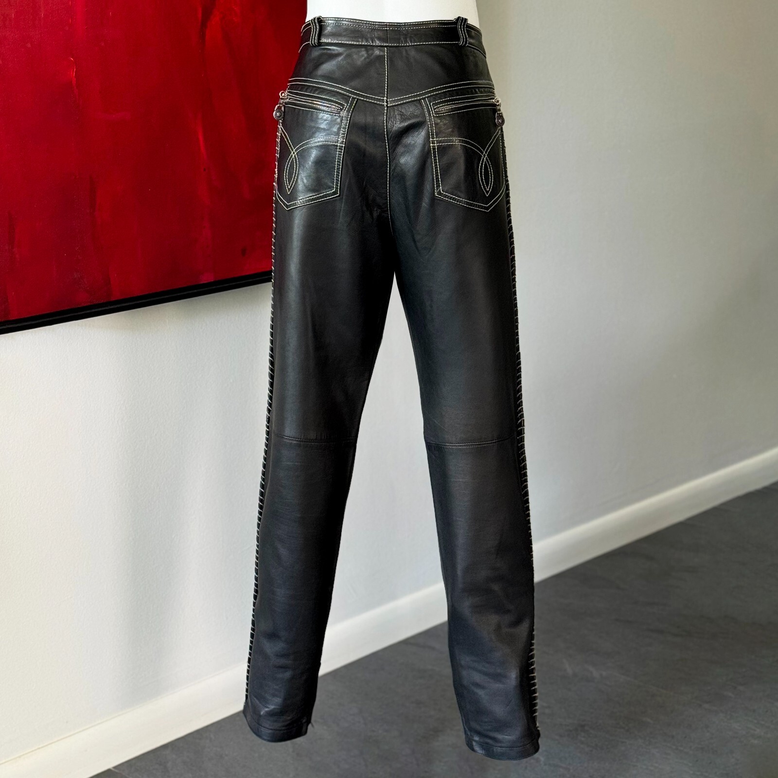 GIANNI VERSACE Leather Biker Vest + Pants w/ Chain Trim from F/W 1994/95 image 7