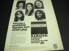 RAMATAM a significant new band on Atlantic Records 1972 PROMO POSTER AD mint