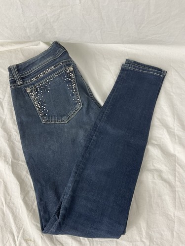 Miss Me Dark Wash Bling Embellished 