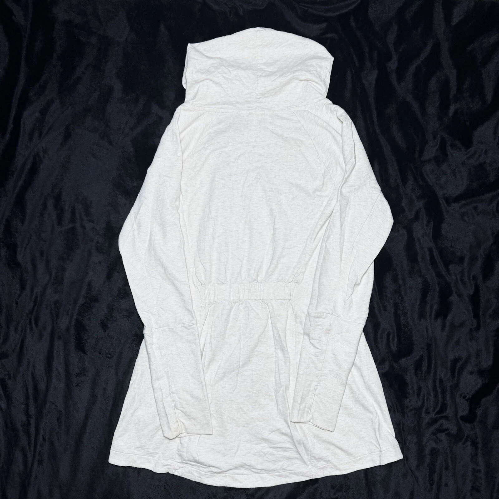 OFF WHITE Giacca cardigan The North Face cappuccio lungo bianco sporco erica moto zip laterale grande