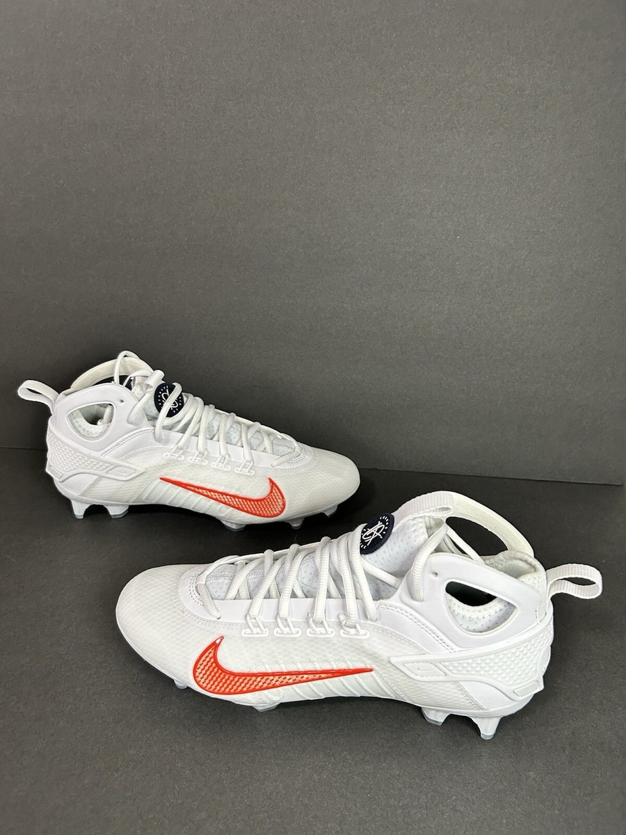Nike Huarache Elite Mid Lacrosse Cleats White Orange FV6146-102