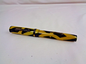 Vintage Custard & Black Bakelite Justrite Fat Fountain Pen