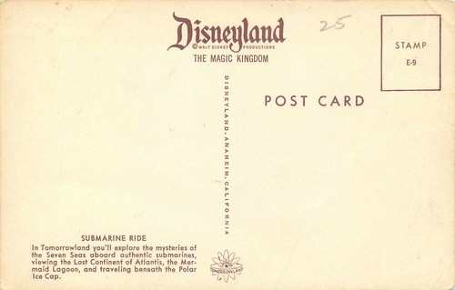 Postcard Disneyland Magic Kingdom Submarine Ride Unposted - Picture 2 of 2