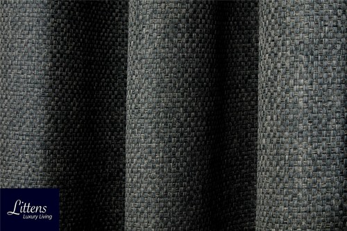 Luxury Woven Basket Weave Thermal Blackout 3" Pencil Pleat Lined Pair Curtains - Picture 2 of 4
