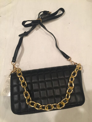 Urban Expressions Black Quilted Convertible Chain Crossbody Shoulder Bag Purse