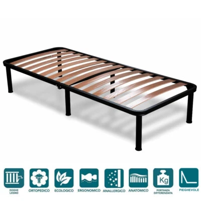 EVERGREENWEB Rete Letto smontabile ferro, H 35 cm a Doghe in Legno, Ortopedica e Rinforzata