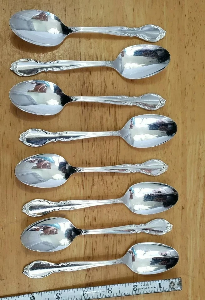 8 cucharaditas chapadas en plata Moonlight/Royal Victorian 1959 vintage de mediados de siglo  Foto 3 de 4