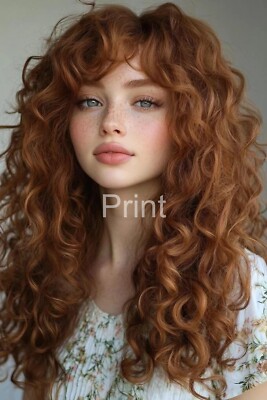 Redhead Red Hair Pretty Beautiful Wavy Hair Portrait Risque 4x6 8x10 13x19 F4377