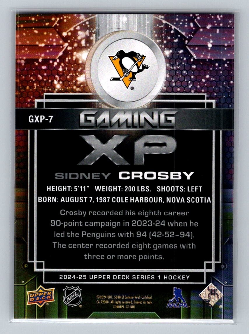 2024-25 Upper Deck Series 1 Sidney Crosby #GXP-7 Gaming XP 20XP | eBay