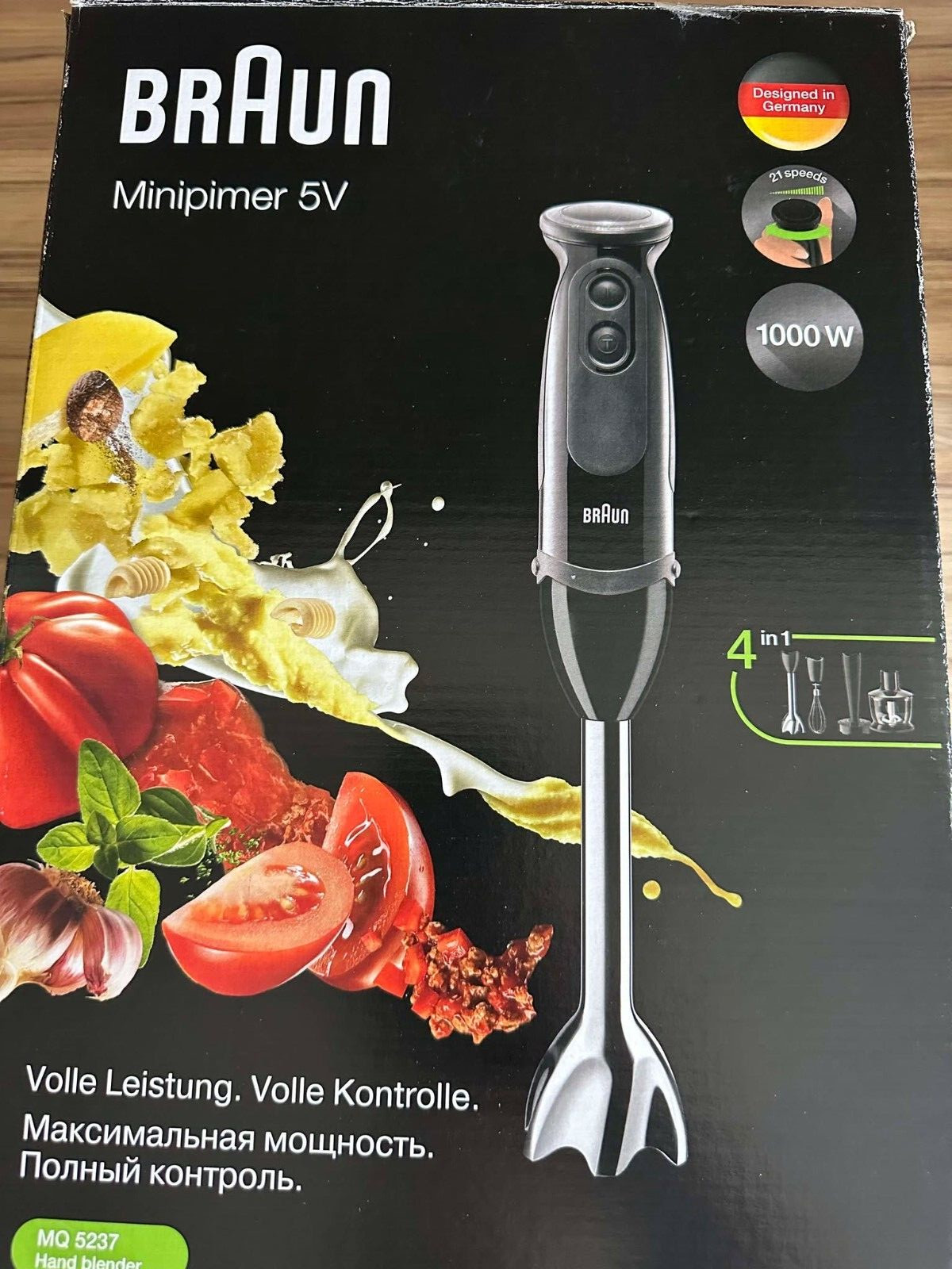 Braun MQ5237 Hand Blender MultiQuick 5 with Splash Control 0.6L 1000W - Black