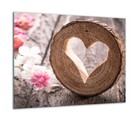 Herdabdeckplatten Ceranfeldabdeckung Spritzschutz Glas 60x52cm Herz Holz