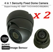  2 PKG 1080P Security 2.8mm Fixed Dome Camera HD TVI CVI AHD CVBS Analog Black