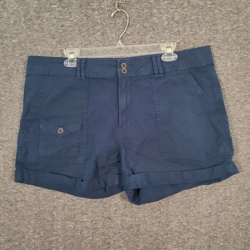 Lot of 2 Time And Tru Shorts Women's 16 Navy Blue Camo Jeans Denim Button Fly - Picture 11 of 18