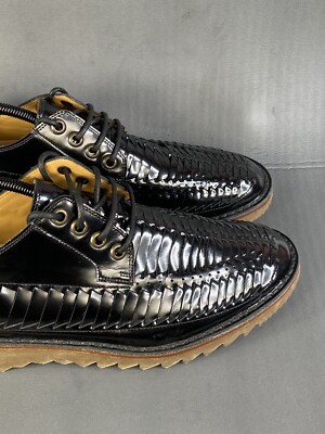 Marc Jacobs Woven Leather Shoe Men’s Black Lace Up Tractor Soul Size 10/44 Marc Jacobs Woven Leather Shoe Men main image 2