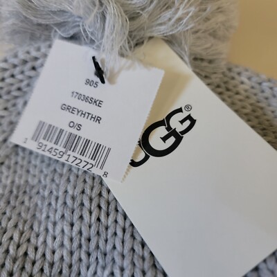 UGG Grey Heather Knit Pom Beanie Hat One Size Unisex | eBay display picture 1