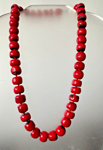 Collier En Corail Rouge Naturel - Longueur 42cm, Poids 22g - Bijou Vintage Occasion