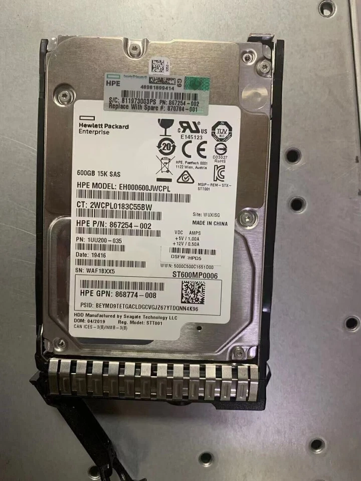 870757-B21 870794-001 867254-002 For HPE 2.5" 600GB 12G 15K SFF HDD Hard Drive - Bild 2 von 4