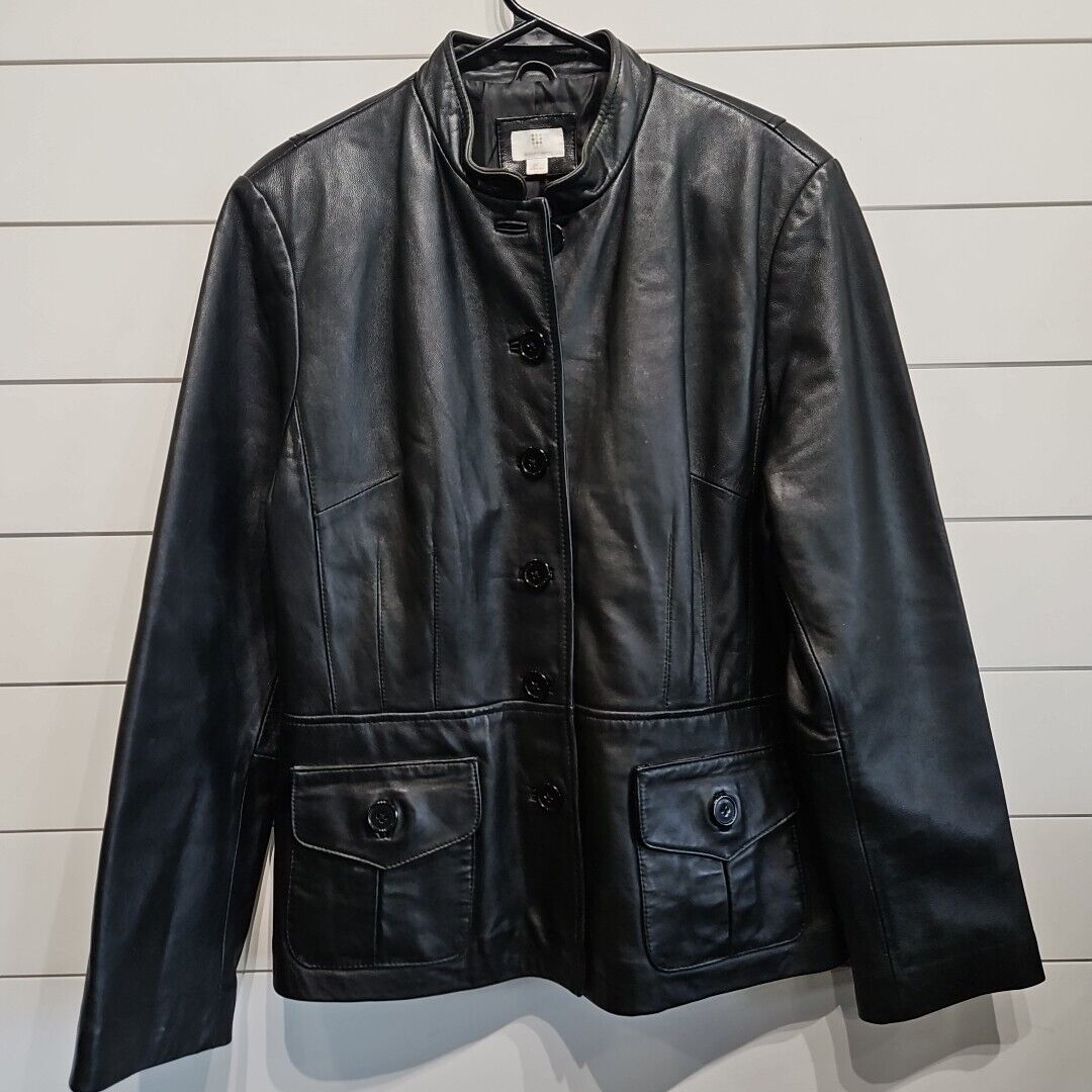 APT. 9 Genuine Lambskin Leather Soft Black Coat J… - image 1