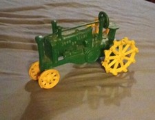 Vintage John Deere OP Tractor Cast Iron Toy Tractor