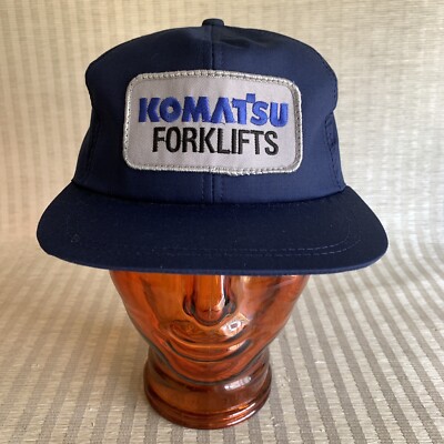 Komatsu Forklifts Trucker Hat Cap Mens OSFM Navy Blue Patch Logo Made in USA