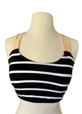 Free People Movement Peach Black White Stripe Sports Bra M/L USA